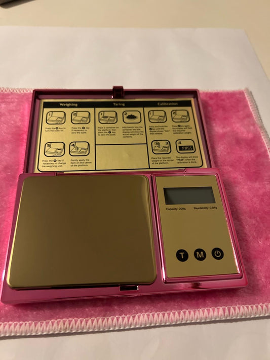 Digital Gram Scale with 200g x 0.01g Capacity, Stylish Pink Plated Shining